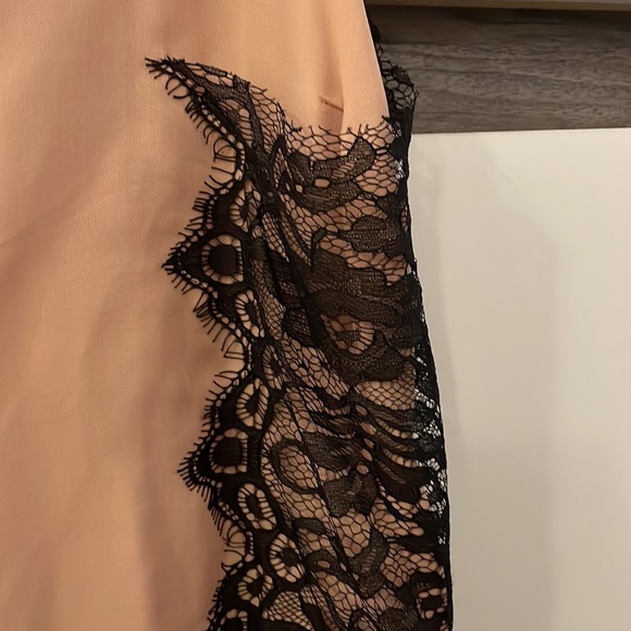 Blush and black lace and silk blouse - Picture 2 of 4